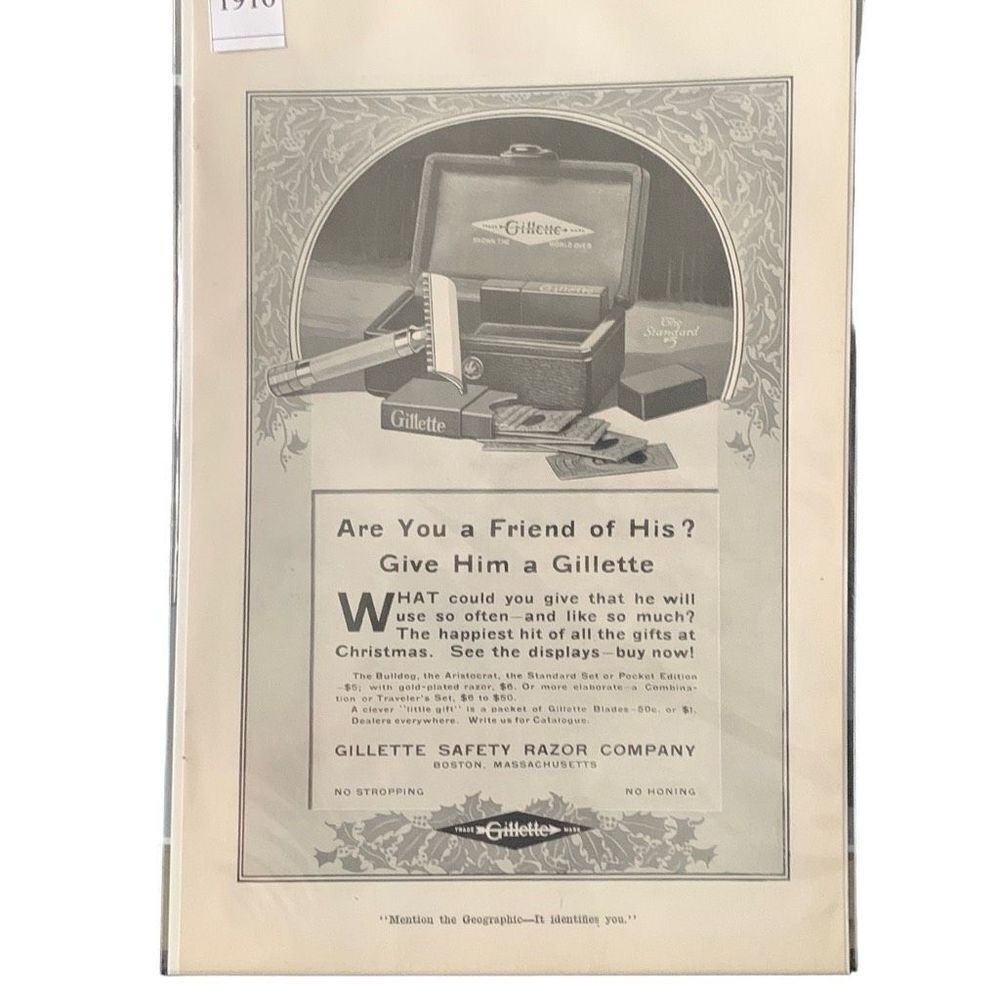 Vintage 1916 Gillette Safety Razor Company Friend of His Ad Advertisement